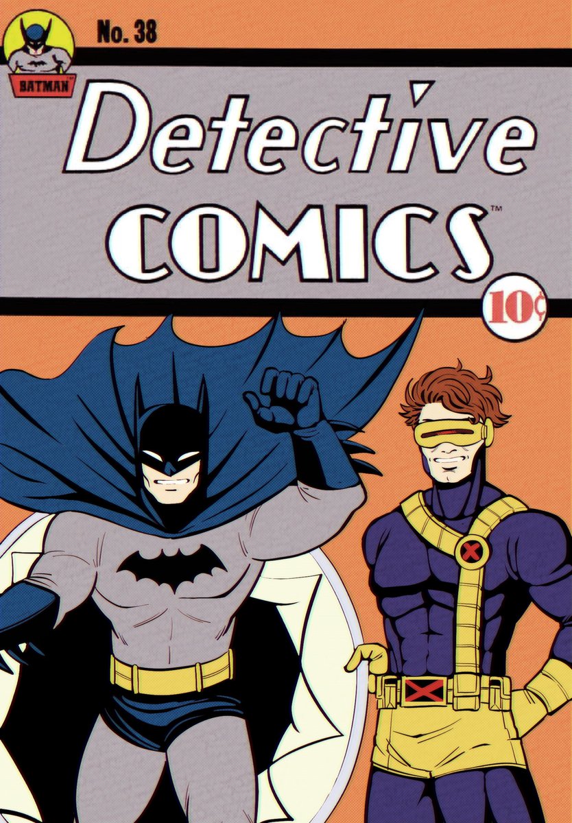 krembeni's tweet image. Batman and Cyclops debut comic redraw