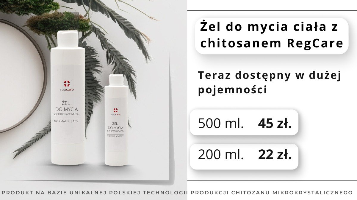 Jeszcze krótka aktualizacja ze sklepu internetowego RegCare. Ekonomiczne, bo większe i tańsze opakowanie żelu do mycia ciała z chitozanem. 500 ml już...