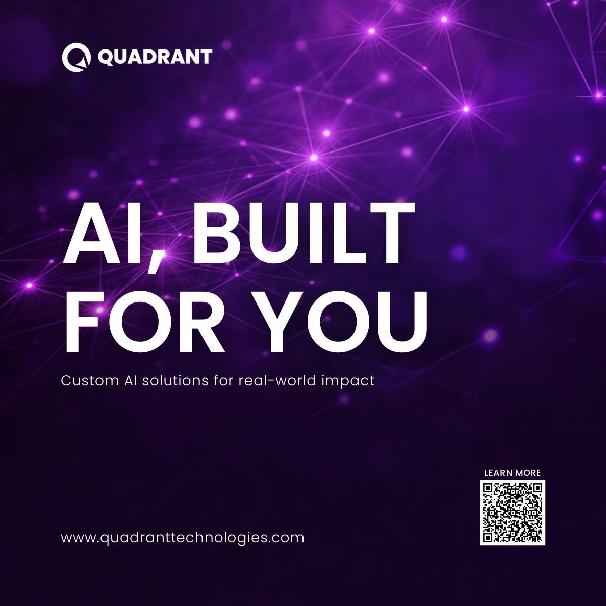 Every organization has unique challenges. Generic AI doesn’t solve them.

Our custom AI solutions align with your data and business objectives, turning intelligence into real-world outcomes.

Learn more: quadranttechnologies.com/enterprise-gen…

#AI #CustomAI #MachineLearning #EnterpriseAI