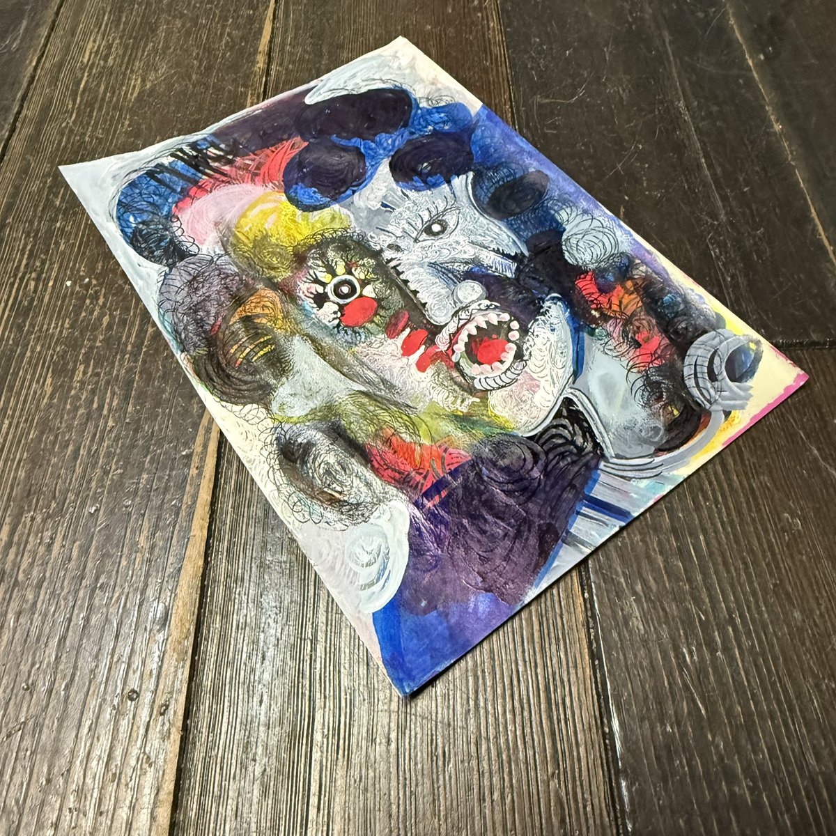 林　耕平　　コウヘイ画伯　　　自画像　　油彩画　　木製ボード 林耕平/コウヘイ画伯 のアート作品 | 現代アートの販売・通販 | ArtSticker