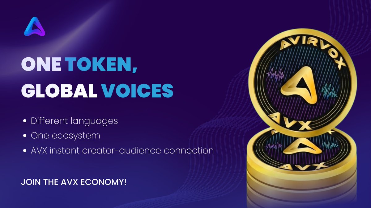 AvirvoxLabs's tweet image. One Token. Limitless Global Voices. 🌍🗣️

We are building a world where language is no longer a barrier to connection! 

Avirvox isn't just a platform, it's a unified ecosystem where creators can reach audiences anywhere, instantly! 🎙️

#Crypto #BTC