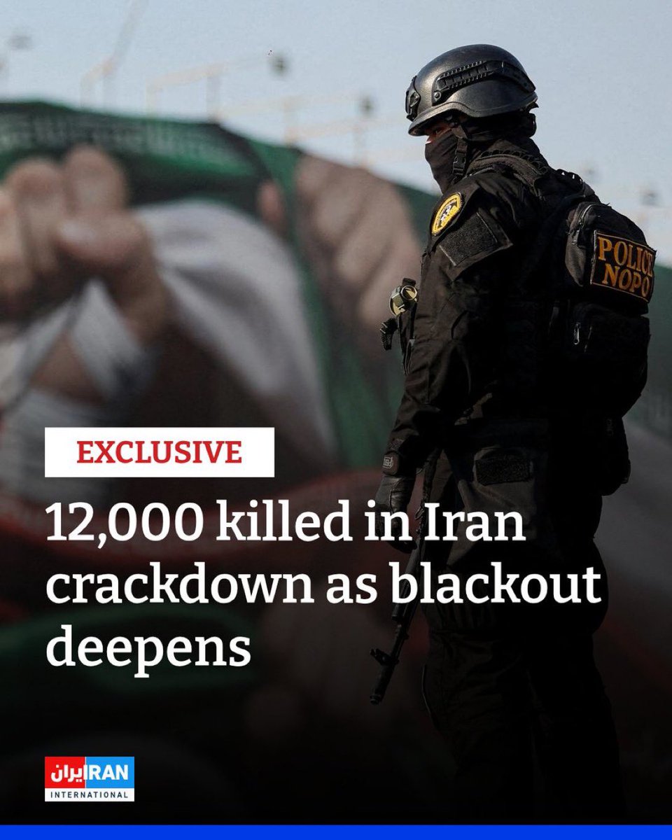 hesamorouji's tweet photo. @araghchi 12,000 innocent Iranians have been killed by the Islamic Republic.
Internet blackouts can’t hide a massacre forever.
The free world must act—now. #Iran https://t.co/2X1JF2LUMh
