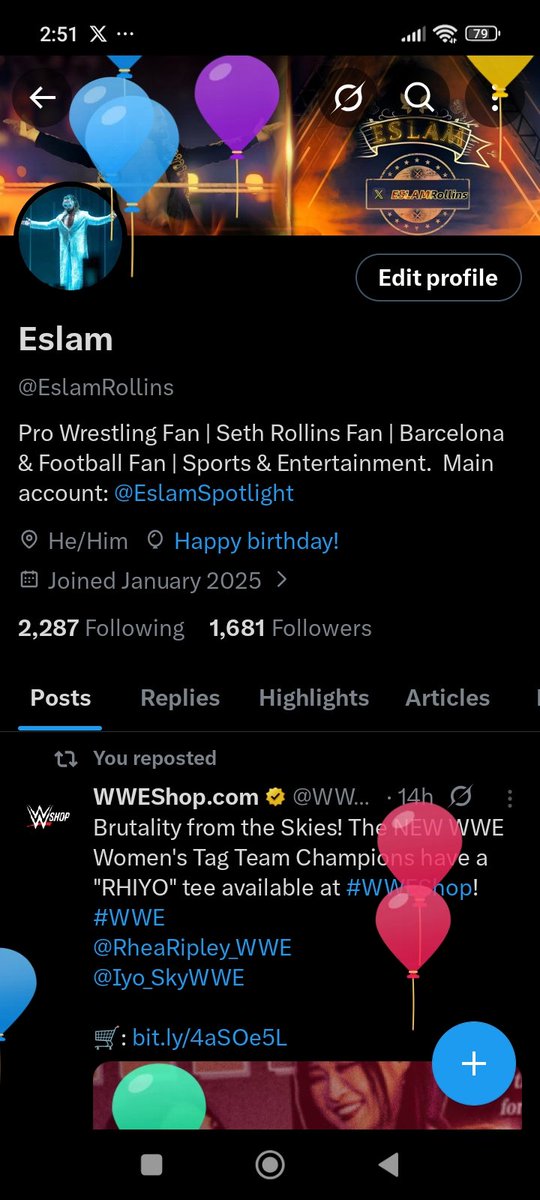 EslamRollins's tweet photo. Balloons!!! Today is exceptional https://t.co/PtNQTpgqqI