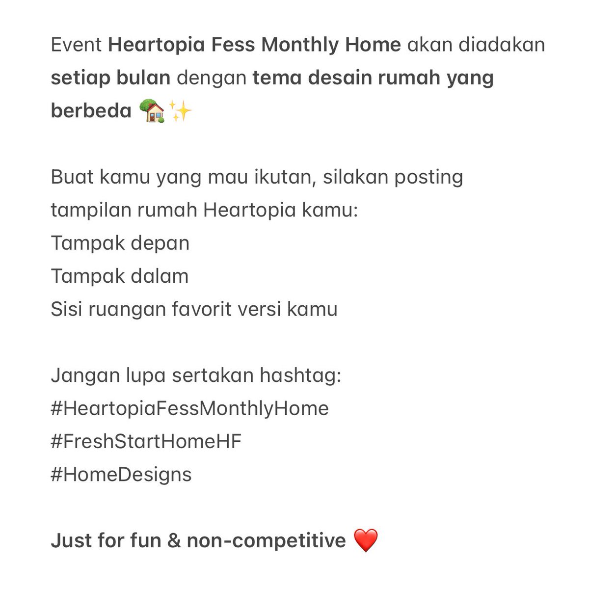 heartopiafess's tweet photo. 🏡 1st #HeartopiaFessMonthlyHome!

🗓️ 13/01/26 – 31/01/26
🎨 Theme: #FreshStartHomeHF

🌿 Vibes:
Clean, terang, awal baru, minimal, cozy

✨ Challenge:
Rumah terlihat lega &amp; fresh
Minim clutter/dekor berlebihan
Banyak cahaya masuk
Fokus ke kesan rapi &amp; nyaman https://t.co/6BShCsT0uV