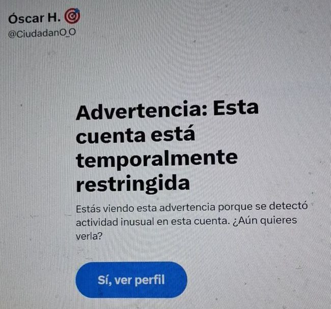 Una vergüenza que los que se envuelven en la falsa bandera de la libertad hayan tumbado la cuenta en esta red social de <a href="/CiudadanO_O/">Óscar H. 🎯</a> 
Es lo que pasa por investigar y decir verdades como puños en relación con las corruptelas de Ayuso y PP en Madrid.
Todo mi apoyo, Óscar.
Seguimos