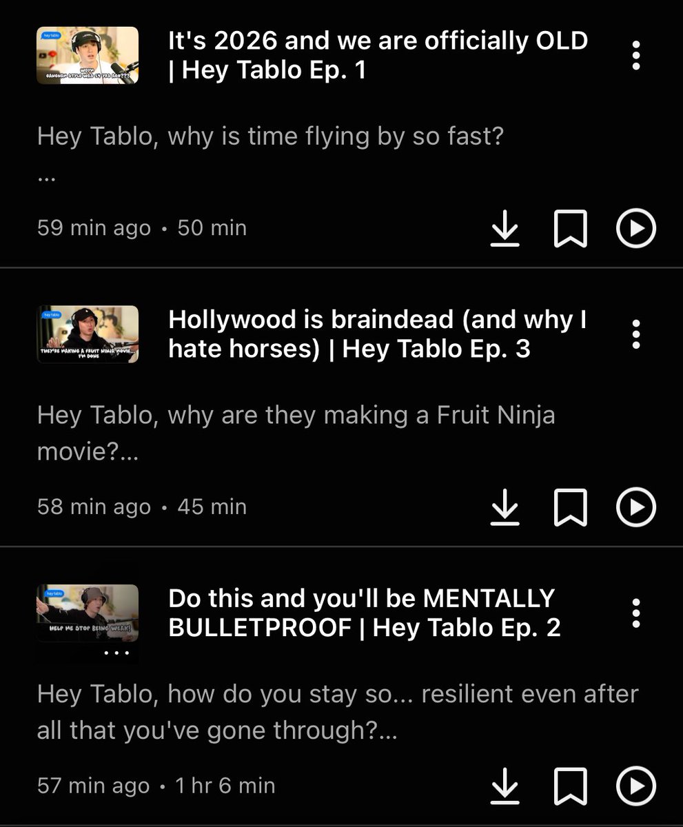 blobyblo's tweet image. My new podcast just launched and someone on my team uploaded the YT videos ep. 1 - 3 - 2

This is either to check if you and I are paying attention

or just to fk w/ me

Whatever the case, it is now my mission to find out who did this 😂😂😂

Hey Tablo 🎙️: youtube.com/playlist?list=…
