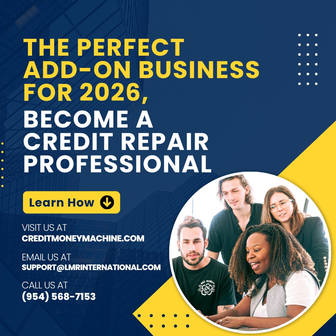 LMRINTL's tweet image. Looking for a smart add-on business for 2026?
👉 Learn how it works. Enter your email to get started.

#CreditMoneyMachine #CreditRepairBusiness #AddOnBusiness #BusinessOpportunity #FinancialServices #ServiceBasedBusiness #EntrepreneurTools #BusinessGrowth #DigitalBusiness
