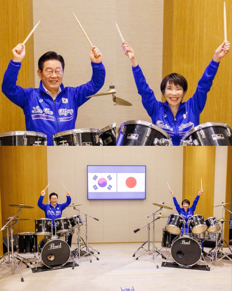 正直これには驚きました。日韓の首脳がまさかのドラムセッション！ こんなに楽しそうで和やかな雰囲気の日韓首脳会談は初めて見ました。😳