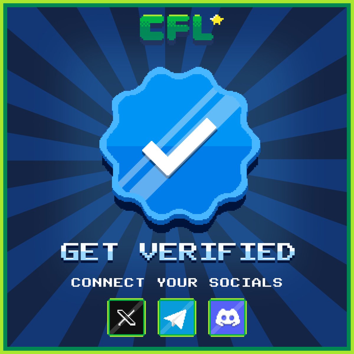 cfldotfun's tweet photo. IMPORTANT: Get Your "Verified Players Badge" Today!☑️

Tap the post ⤵️

CFL has launched the Verified Players badge, and you can now claim it in-game!

You can collect it by connecting 2 out of 3 social channels:
> X
> Discord
> Telegram
After connecting, you'll automatically receive this cool badge, it's displayed on the leaderboard too. 😏

Moving forward, only verified players are eligible to claim the Leaderboard Rewards.
This update helps you and all legitimate players to earn more rewards while playing CFL!

Verified CFL players will continue to earn rewards from:
> Daily Rush leaderboard
> Daily KOTH leaderboard
> Weekly leaderboard
> Seasonal events
> Official tournaments

Please read the full announcement article below. 👇