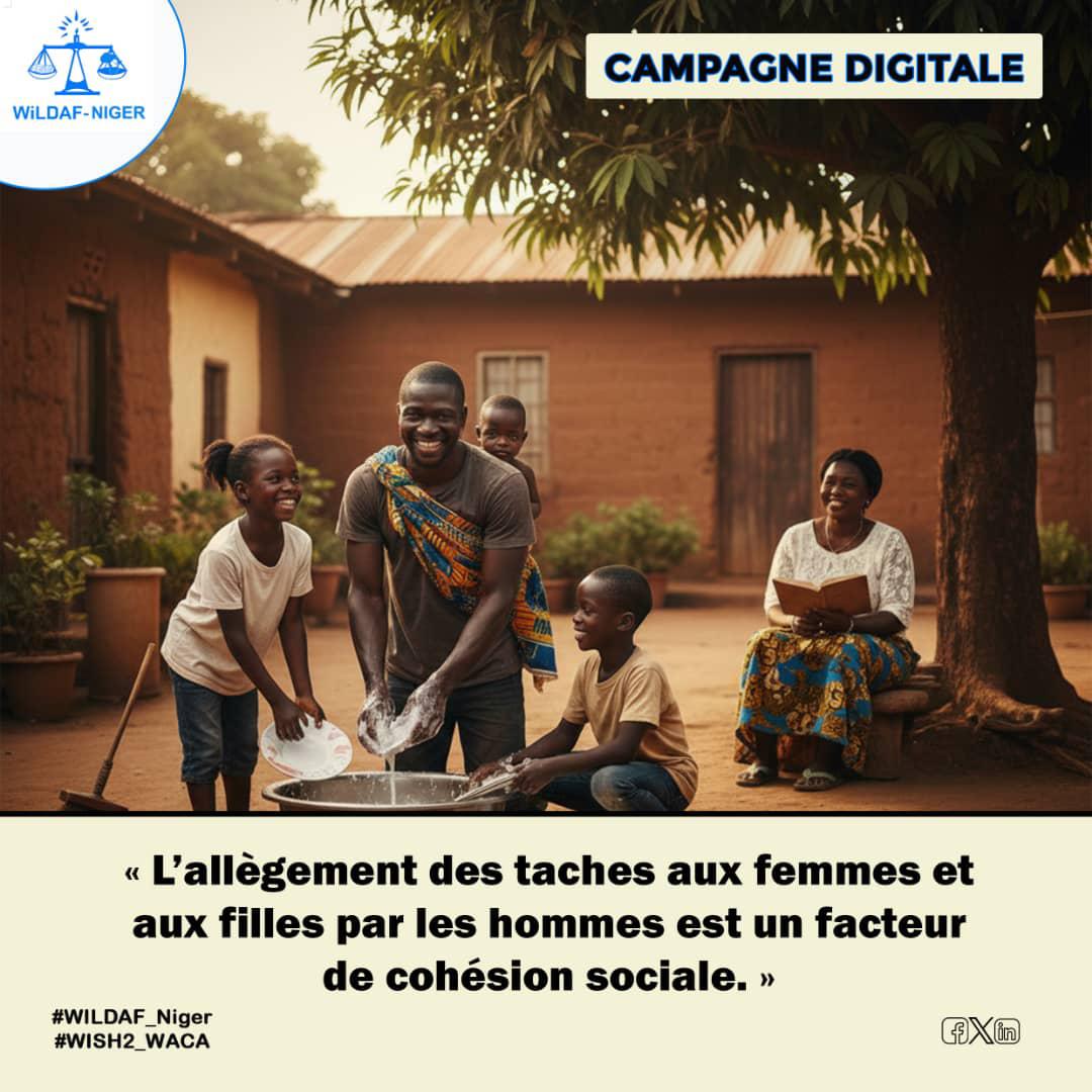 L'allègement des taches aux femmes et aux filles par les hommes est un facteur de cohésion sociale. 
<a href="/WILDAFAO/">WiLDAF -Afrique de L'Ouest</a>
<a href="/wildaf_niger/">Wildaf Niger</a>
<a href="/IpasFrancophone/">Ipas Afrique Francophone</a>
<a href="/CentreOdas/">Centre ODAS</a>
<a href="/ong_raes/">ONG RAES</a>
<a href="/UNFPA/">UNFPA</a>
<a href="/Unicefniger/">UNICEF Niger</a>

#WISH2_WACA
#WILDAF_Niger