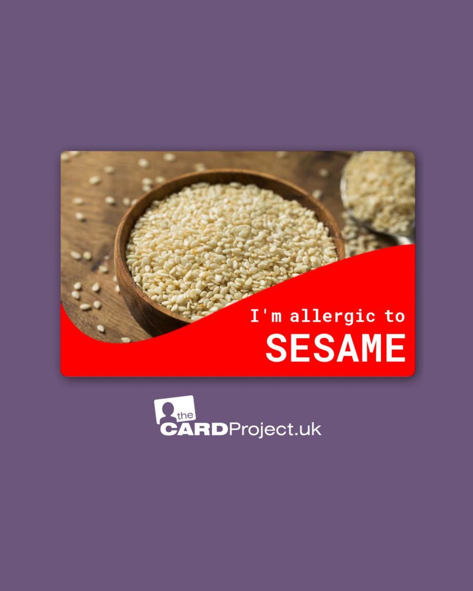 Explaining a sesame allergy shouldn’t be stressful. 🌱
Our Sesame Allergy Awareness Card helps you share vital information quickly and clearly—no awkward explanations, no confusion.

Order now👉 thecardproject.uk/sesame-food-al…

#SesameAllergy #FoodAllergyAwareness #TheCardProjectUK