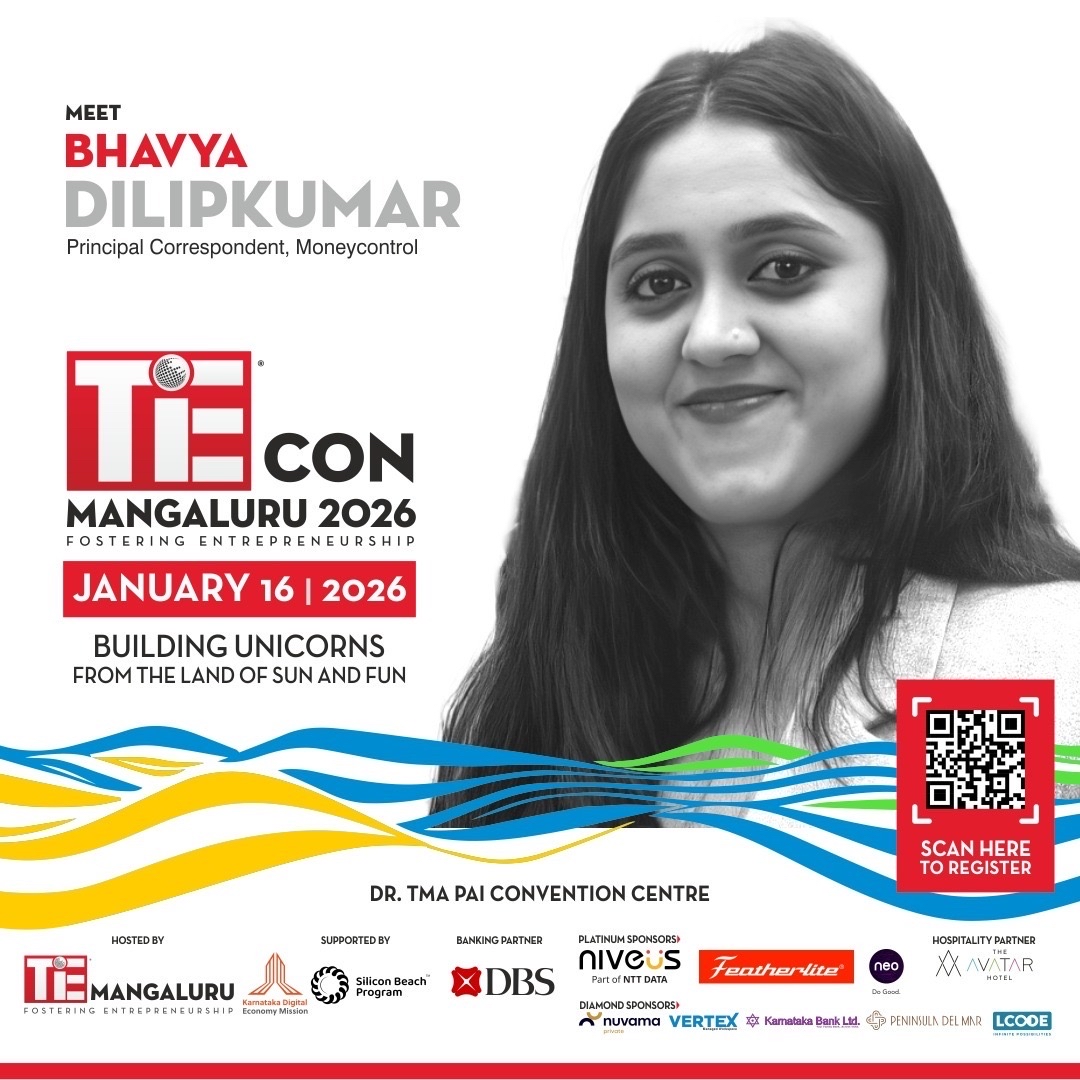 TiEMangaluru's tweet photo. @BhavyaDKumar of @moneycontrolcom  joins TiECon Mangaluru 2026,bringing insights from the startup and business journalism ecosystem.

📍 Dr. TMA Pai International Convention Centre, Mangaluru
🗓 January 16, 2026

Book your tickets here: https://t.co/PR7K1ugeNp

#TiEConIXE https://t.co/rnzUFhQyJk