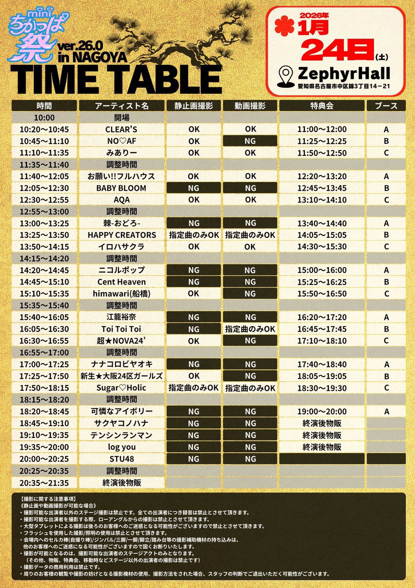 タイムテーブル情報】 2026年1月24日(土)＆1月25日(日) 『miniちかっぱ