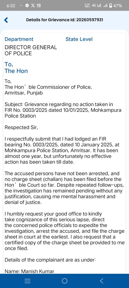 Look into the very serious matter
<a href="/DGPPunjabPolice/">DGP Punjab Police</a> <a href="/cpamritsar/">Commissionerate Police Amritsar</a> <a href="/DCAmritsar/">DC AMRITSAR</a> #pgrs #PunjabPolice #dgppunjabpolice #cpamritsar