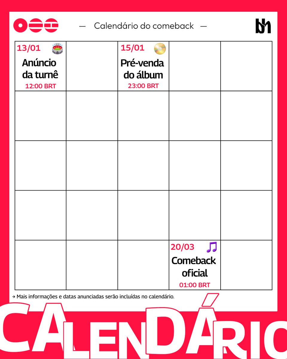 mnifairy's tweet image. ⛔ | COMEBACK OF THE YEAR.

🗓️: 13/01, 12h00 (HOJE!) (BRT🇧🇷) | anúncio das datas da turnê
🗓️: 15/01, 23h00(BRT🇧🇷) | pré-venda do álbum 
🗓️: 20/03, 01h00 (BRT🇧🇷) lançamento do álbum 

BTS IS COMING 
BTS BTS BTS
2026 YEAR OF BTS AND ARMY
BTS COMEBACK 2026 
#BTSComeback2026