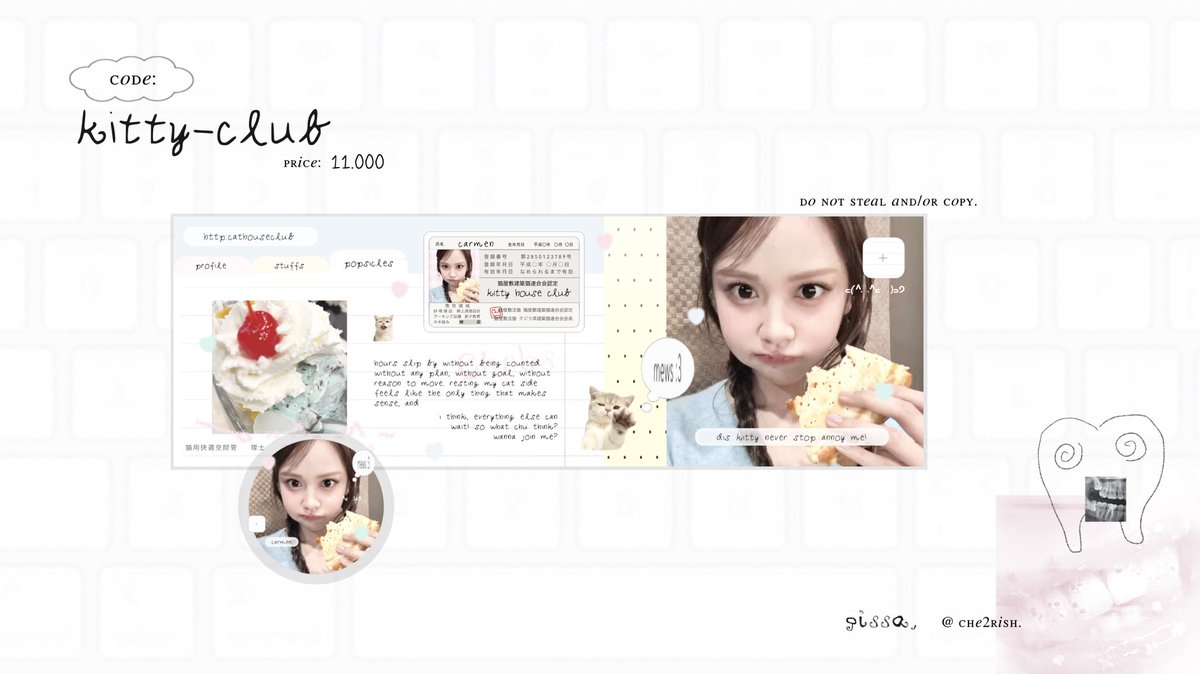 che2rish's tweet image. any interaction are appreciated! #zonauang

hanyii, teman-timun! wud u kenalan sama katalog baru che2rish, namanya kitty-club ♥︎ gissa welcoming any feedback yaaaa &amp;gt;___&amp;lt; 🤺 kalau tidak aman, feel free to dm and discuss anytime! also! optip kitty-club check tweets below :3