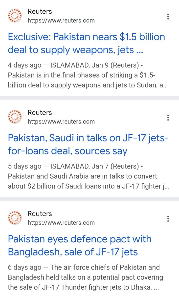 arunpudur's tweet image. Pakistani ISI agents, a.k.a. @Reuters “Journalists”, are on a roll 🤡

Jan 7 – 🇧🇩 Bangladesh bought JF-17s

Jan 8 – 🇸🇦 Saudi bought JF-17s

Jan 9 – 🇸🇩 Sudan bought JF-17s

Next up: 🇨🇳 China &amp;amp; 🇺🇸 US bought them too.

No Sources. No Proof. No $.

Reuters is a Propaganda outlet now!