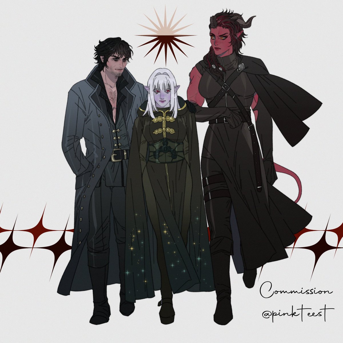 전신커미션 완성했습니다! 더지+카를라크+고타쉬 3인조합 재밌었어요 ^^>