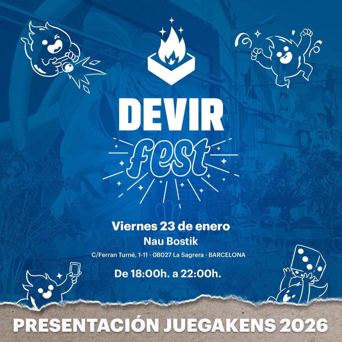 DevirIberia's tweet image. Más de 30 mesas de juego, últimos lanzamientos de Devir y Maldito, presentación de novedades para 2026... ¡vuelve la Devir Fest! 🎉

El próximo viernes 23 de enero (sí, ¡viernes!) os esperamos a partir de las 18:00 h en la Nau Bostik, para disfrutar de una velada llena de juegos…