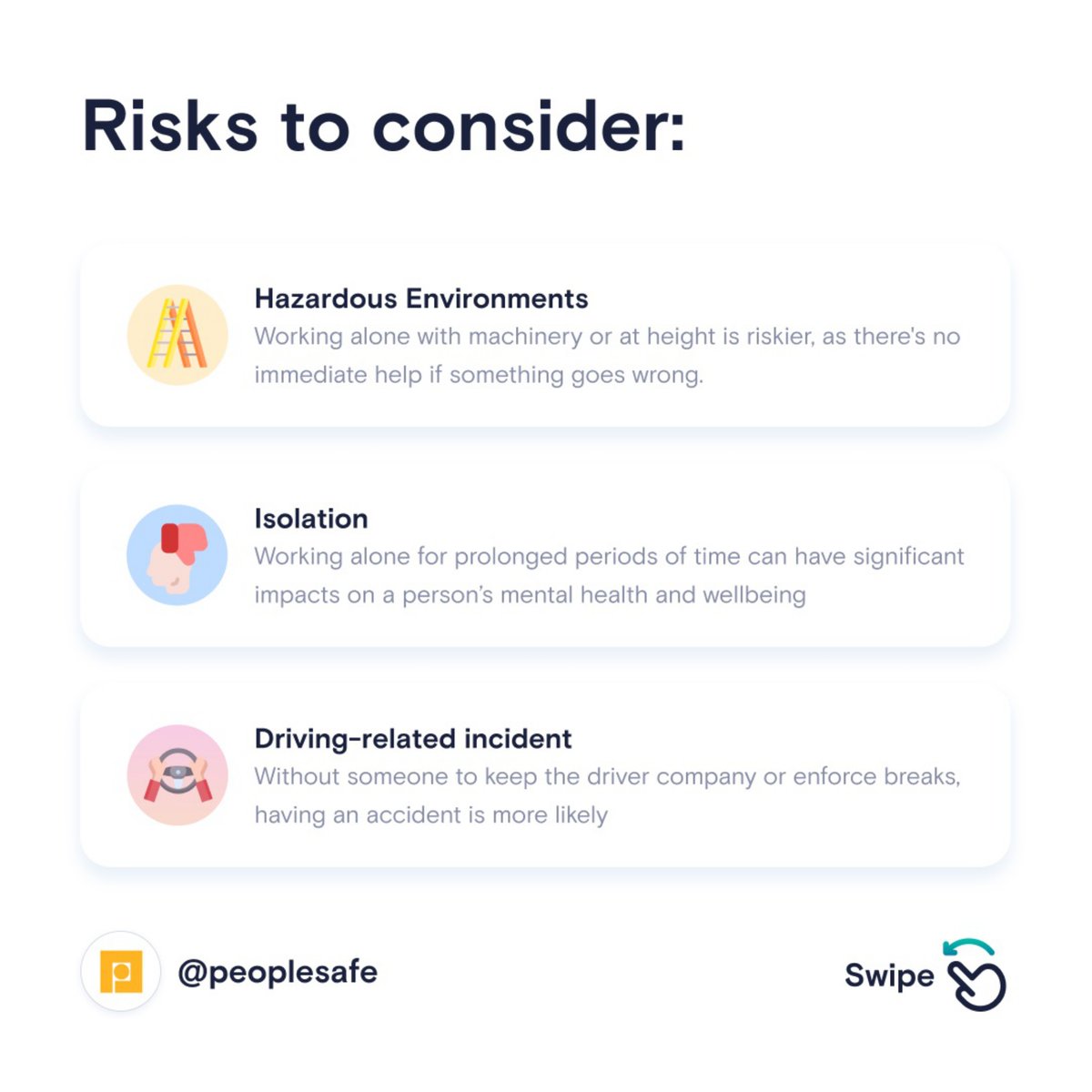 🚨 Do you really know who counts as a lone worker?

It's not just delivery drivers or community nurses. Lone working happens in any role where someone is working alone, offsite, or in situations without immediate support – and the risks can be significant if not managed properly.