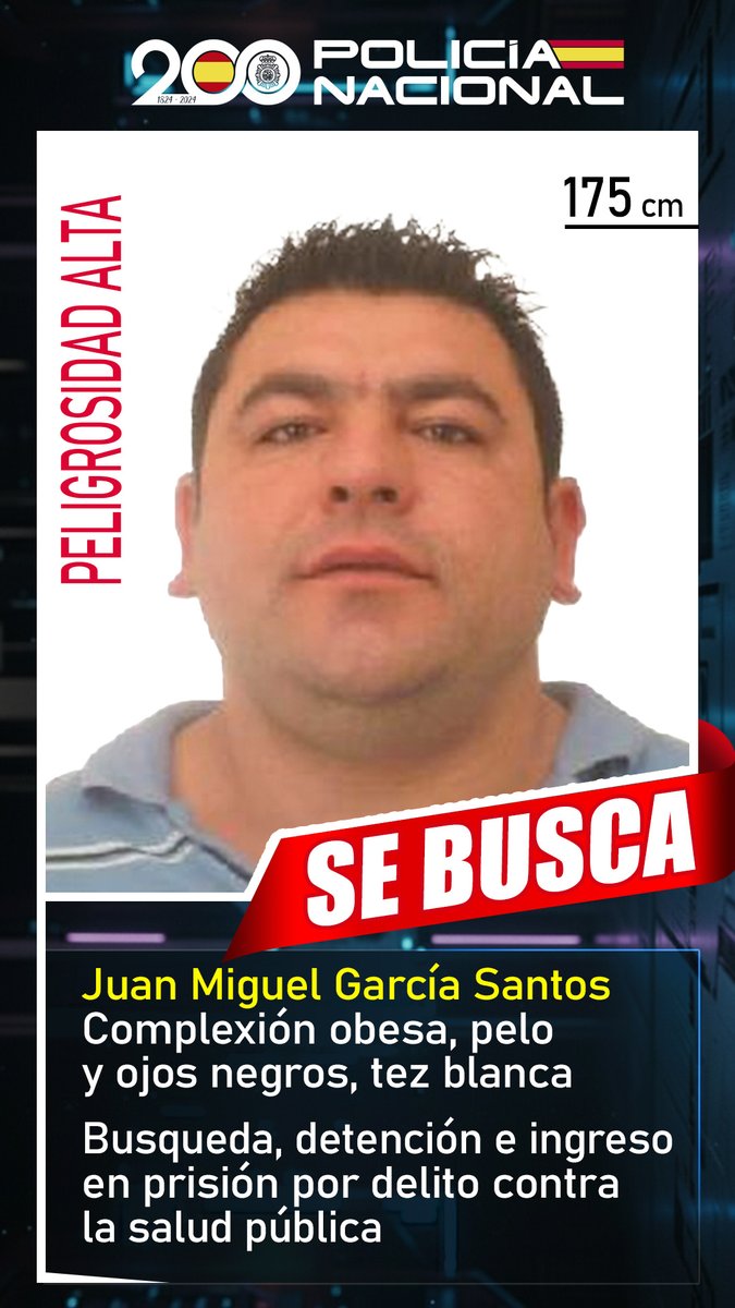 🚨¡¡Se busca!!

👉Por delito contra la salud pública
🫵Tu #colaboración es fundamental

           ¿Te suena su cara?
           ⬇️⬇️⬇️⬇️⬇️ 
Envíanos cualquier pista (🤫con total confidencialidad)⤵️

📩losmasbuscados@policia.es