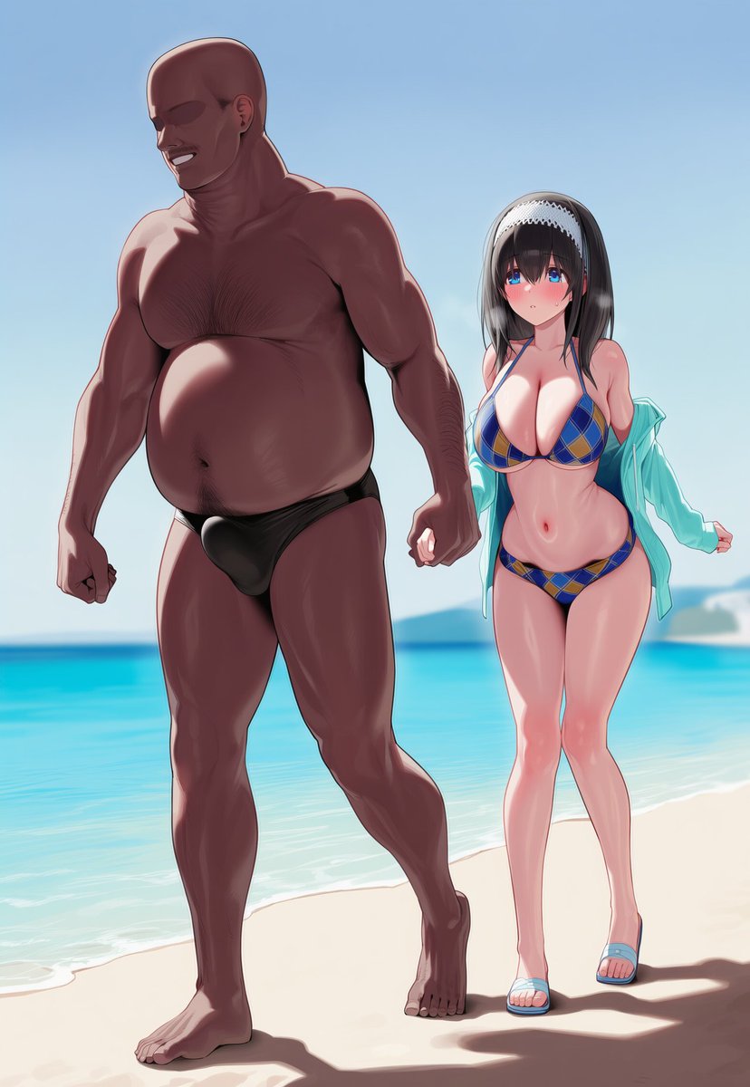 ビーチでPの性処理をする文香(1/3) 