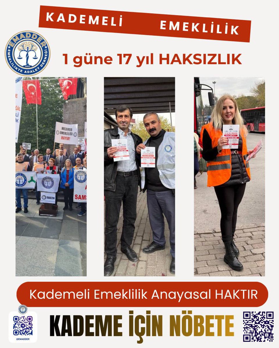 <a href="/EmadDernegi/">EMEKLİLİKTE ADALET DERNEĞİ ⚖️</a> <a href="/hby34/">Hasan Basri Yalçın</a> <a href="/leylasahinusta/">Dr. Leyla Şahin Usta 🇹🇷</a> <a href="/arzuerdemtc/">Arzu ERDEM 🇹🇷🇹🇷🇹🇷</a> <a href="/AvOzlemZengin/">Av. Özlem Zengin 🇹🇷</a> Prim yatırırken ses çıkarmayan sistem,
Emeklilik hakkı isterken neden sağırlaşıyor?
Adaletin ölçüsü 1 oysa, bizim de 1 prim günümüz çok kıymetli!

<a href="/hby34/">Hasan Basri Yalçın</a>
<a href="/leylasahinusta/">Dr. Leyla Şahin Usta 🇹🇷</a>
<a href="/arzuerdemtc/">Arzu ERDEM 🇹🇷🇹🇷🇹🇷</a>
<a href="/AvOzlemZengin/">Av. Özlem Zengin 🇹🇷</a>
<a href="/EmadDernegi/">EMEKLİLİKTE ADALET DERNEĞİ ⚖️</a>
#KademeİçinNöbete