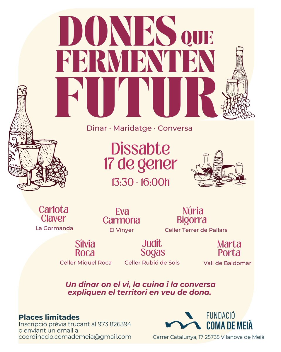 La Fundació Coma de Meià estrenarà aquest dissabte el cicle ‘Dones i territori’, un dinar que maridarà dones, vi, cuina i esport amb noms com Carme Ruscalleda i Sergi de Meià
radiobalaguer.cat/la-fundacio-co…