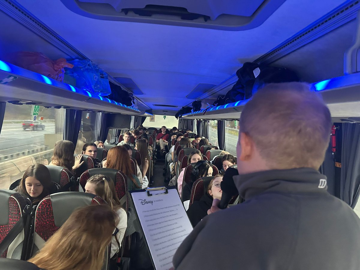 GeorgeEliotAcad's tweet image. What better way to start their trip to Disney World than with a Disney quiz on the coach? Pupils and staff are off on their travels in style!