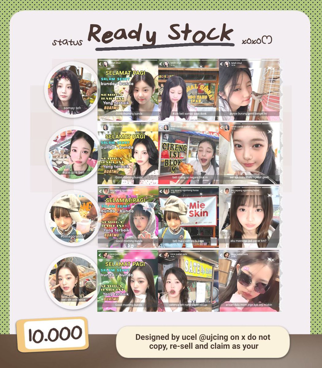 ujcing's tweet image. help repost makasih kingg 

hayy 🔥 aku ada layout ready stock status wa niehh #gaulparah ada wonhee, ian, rei, wony. pricenya 10k udah free retext 🤙🏻 aku juga optip yaa dibawah inii. detail layout cek acc ku ajh ya cantip

#zonauang #zonaba