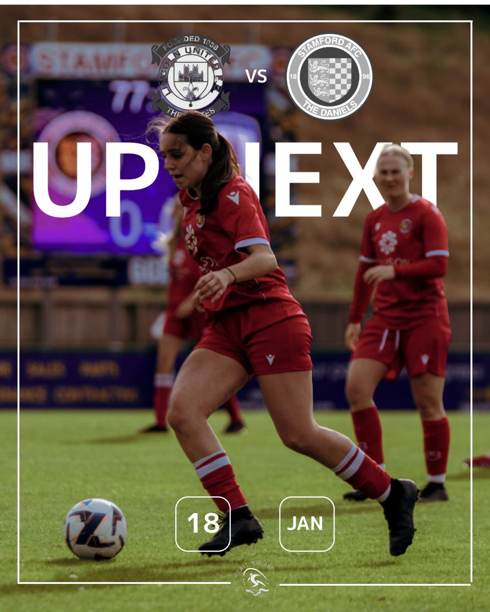Up next ⚽
A new week. A new challenge. Full focus on the task ahead in the County Cup 🔴⚪

Lincoln United FC Women vs Stamford AFC
🗓️ Sunday 18th January
🕑 Kick-off: 2:00pm
📍 Ashby Avenue, Lincoln, Lincolnshire, LN6 0DY