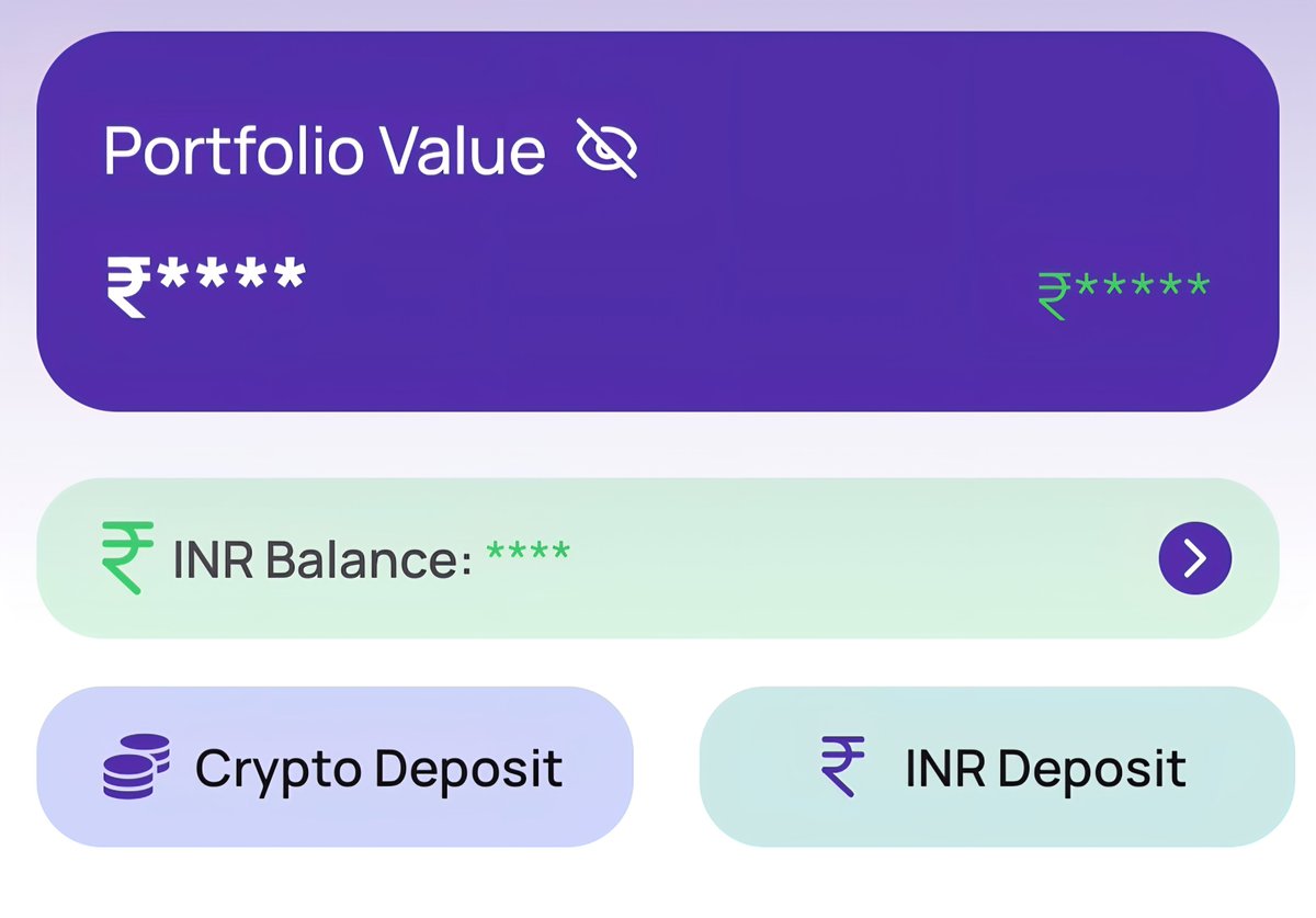 Crypto Deposit vs INR Deposit INR Deposit (Indian Rupees) This is normal  money like you use every day. • You add money using UPI / Bank Transfer •  Money stays in ₹ (