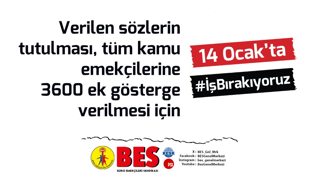 İNSANCA YAŞAYACAK BİR ÜCRET VE EK ZAM TALEBİ ile 14 Ocak Çarşamba günü tüm illerde üretimden gelen gücümüzü kullanıyoruz İŞ BIRAKIYORUZ! 
11.00 Toplanma Laleli Tramvay Durağı  ( Edebiyat Fakültesi Önü)
11.30 yürüyüş
12.00 Beyazıt Meydanı Basın Açıklaması