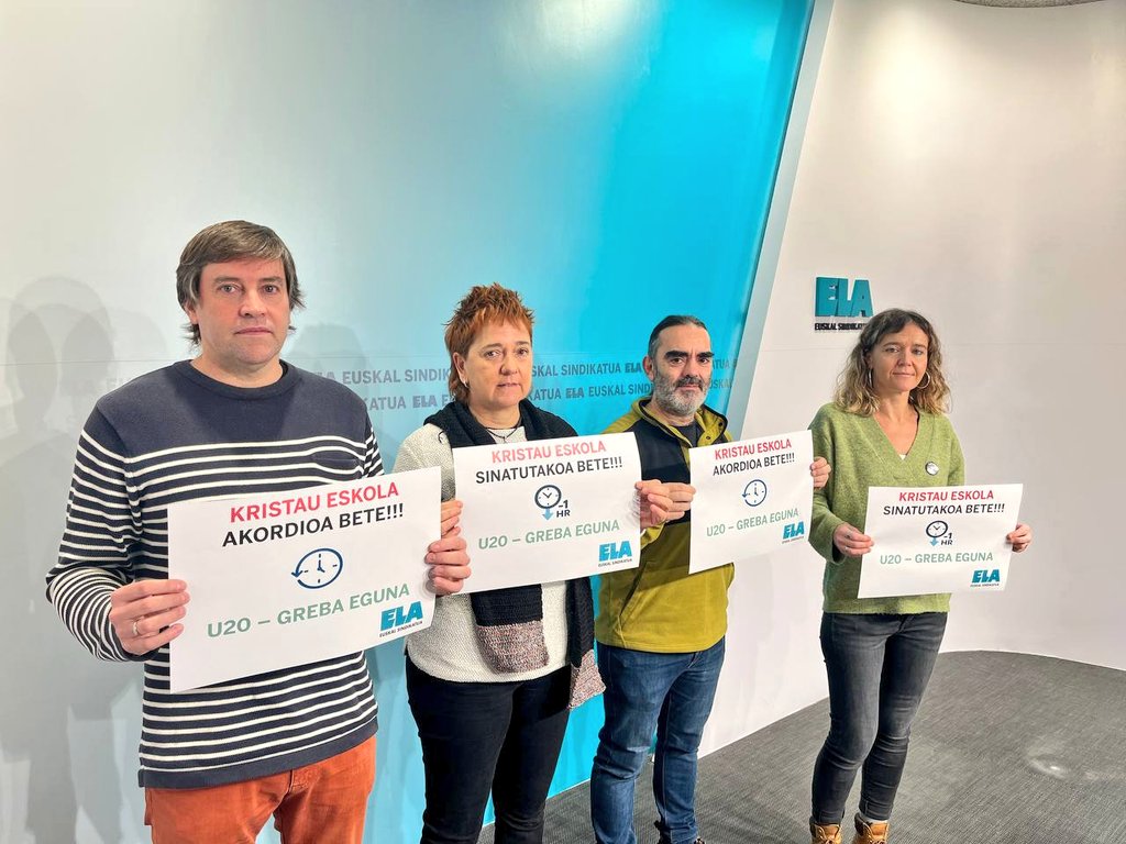 ELAHezkuntza's tweet photo. Gizarte Ekimeneko ikastetxeko langileok #GREBARA!

@KristauEskola &amp; @AiceIzea patronalek ez dute bete orain dela 2 urte sinatutako akordioa. Adostutakoa betearazteko @ELA_Sindikatua|k egun bateko greba deitu du URTARRILAREN 20an

📣Batu zaitezte grebara‼️

#GizarteEkimenaBorrokan https://t.co/jxvszjzUrV