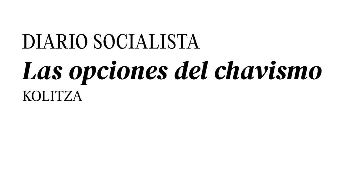 OPINIÓN | Las opciones del chavismo

✍️ Escribe <a href="/kolitza_/">Kolitza</a> sobre el ataque imperialista de EEUU y la situación actual del Chavismo en Venezuela.

🔗 diariosocialista.net/2026/01/13/las…