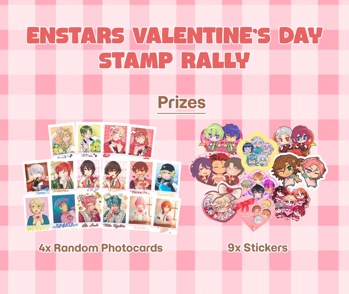 lulullaby1010's tweet photo. Presenting the details of our Enstars Valentine's Day Stamp Rally for #AnimeIdolConvention2026! 🌟💖

Collect all stamps and receive 4 random photocards + a sticker set with 9 different units! See you soon!

#AIConPH2026 #AIConPH https://t.co/kzaRRRi3GC