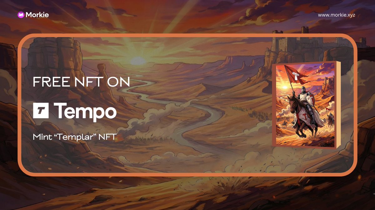 Mint Free NFT On Tempo Testnet 

🌸 Mint: morkie.xyz/templar 

Like, RT &amp; leave your wallet address below ⚡