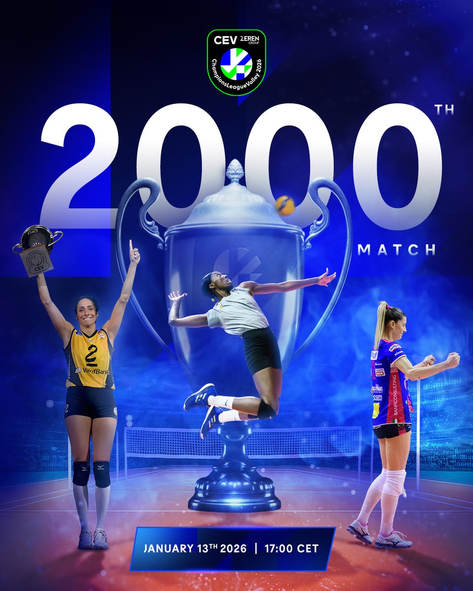 Counting down to a historic moment... ⏳

Today at 17:00 CET, when Fenerbahçe Medicana and Igor Gorgonzola NOVARA step onto the court in Istanbul, the CEV Champions League Volley will reach a remarkable milestone: match no. 2,000 since the competition was born at the dawn of the