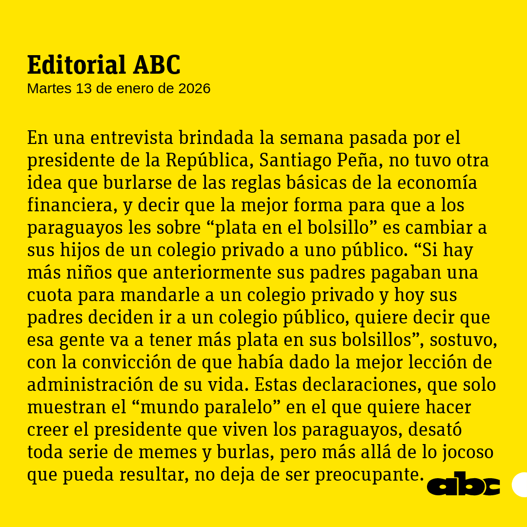 #ABCEditorial| "Curiosa manera para que sobre plata en el bolsillo de la gente".

🔴 WhatsApp: whatsapp.com/channel/0029Va…

abc.com.py/edicion-impres…