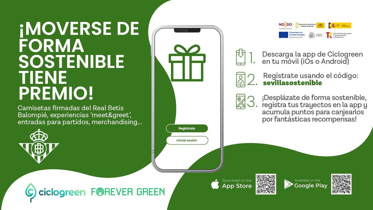 El <a href="/RealBetis/">Real Betis Balompié 🌴💚</a> y <a href="/Ciclogreen/">Ciclogreen</a> impulsan la #movilidadsostenible entre su afición ⚽🌱

Con la app Ciclogreen, cada desplazamiento cuenta… ¡y se premia!

<a href="/byforevergreen/">Forever Green</a>

realbetisbalompie.es/noticias/area-…