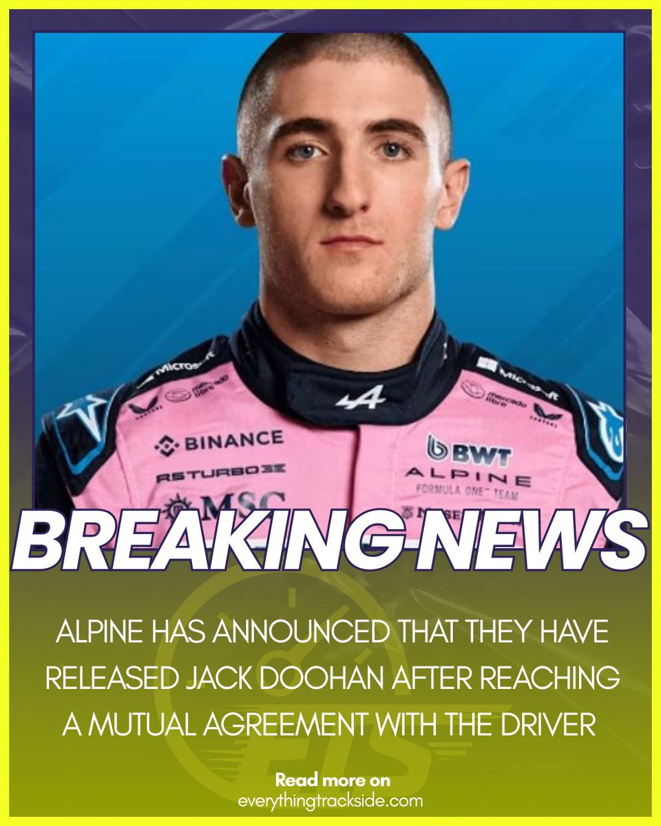 EverythingETS's tweet image. Not the most surprising announcement in #F1 as
@AlpineF1Team and Jack Doohan have mutually agreed to part ways.