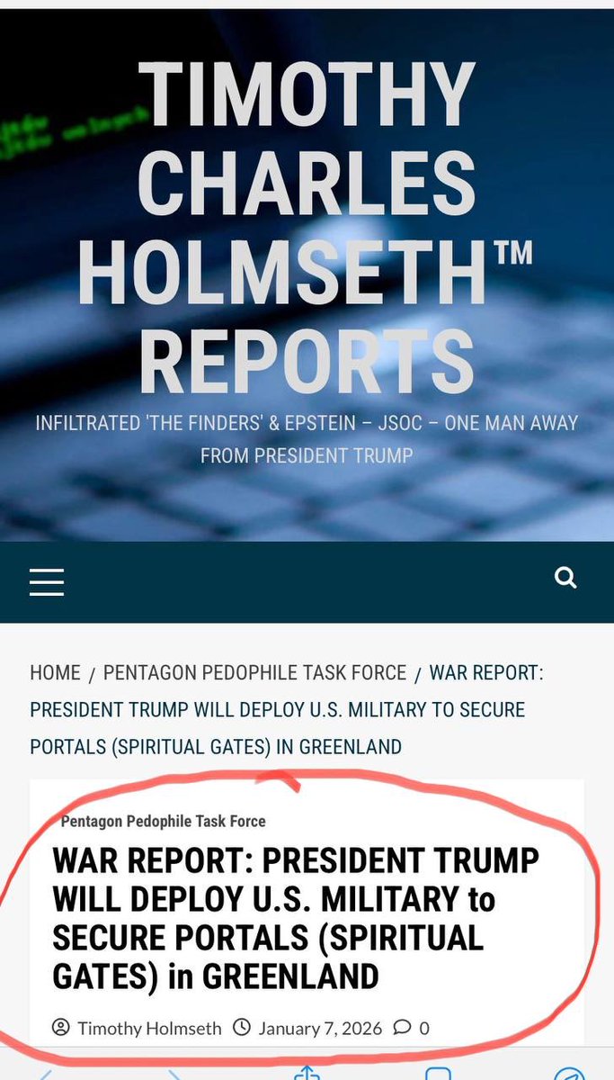 Nancy023922191's tweet image. Timothy Holmseth just wrote this article!
PORTALS/
Spiritual Gates 
in 
GREENLAND??

Military…securing these portals??

timothycharlesholmseth.com/war-report-pre…

~ Deep Dives
