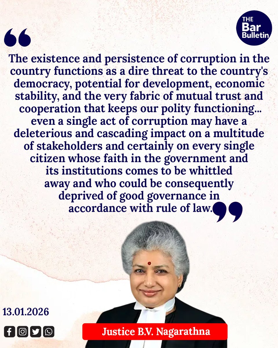 thebarbulletin's tweet image. Split Verdict On Section 17A: Justice Nagarathna Calls Provision Unconstitutional

#SupremeCourt #constitutionalvalidity #PreventionofCorruptionAct #priorapprovalinvestigation #Section17APCAct #splitverdict #thebarbulletin #legalupdates #legalnews