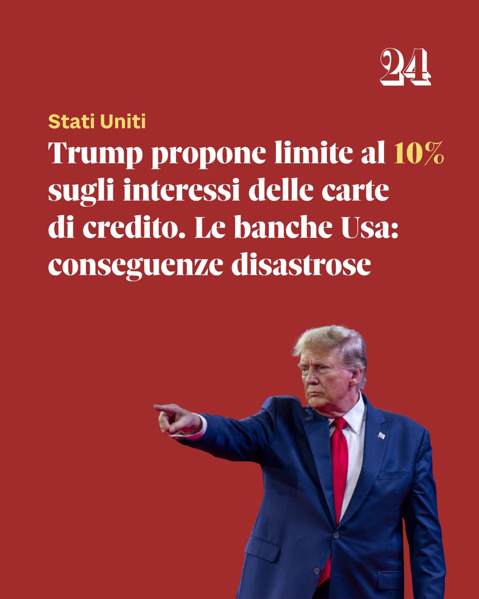 sole24ore's tweet photo. ➡️ Leggi l'articolo: https://t.co/wDdYH9Trsh
#Trump #cartecredito #Usa #IlSole24Ore https://t.co/7qOCwwsIke