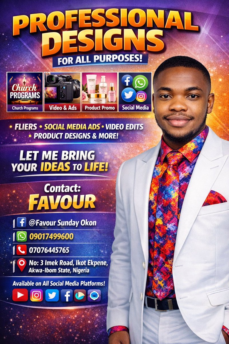 Hi guys happy new week 
I can make videos and Images advert for your various businesses