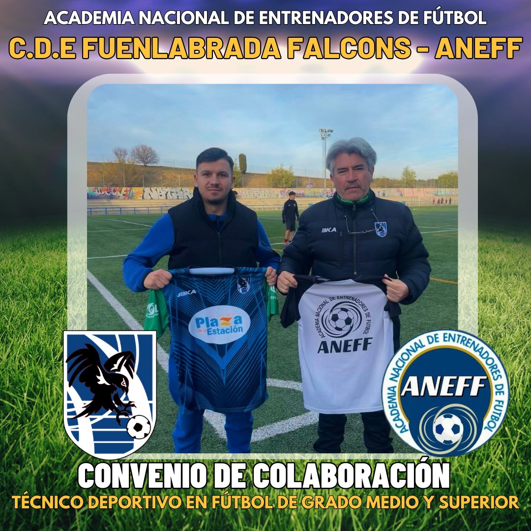 📅 En el día de hoy hemos firmado un acuerdo de colaboración con el <a href="/fuenlafalcons/">C.D.E. Fuenlabrada Falcons</a>  , todos sus integrantes se beneficiaran de las ventajas que les ofrece #ANEFF

🔹 Academia Nacional de Entrenadores de #Futbol.

#TécnicoDeportivo en #futbol
#LicenciaUEFA