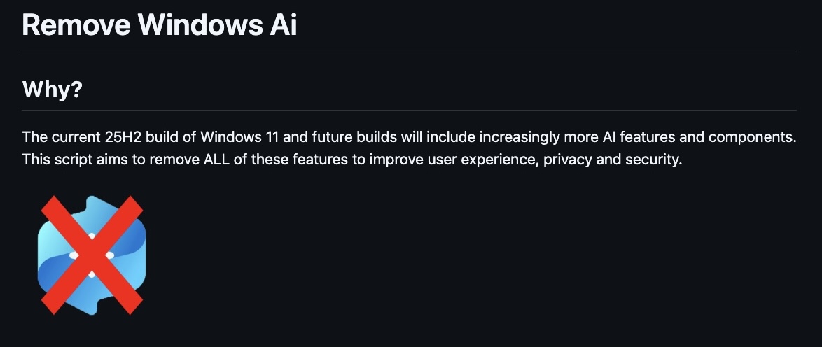 Developer Zoicware released a PowerShell script that removes AI features from Windows 11, including Copilot, Recall, and other built-in tools.

Download here: 80.lv/articles/devel…
