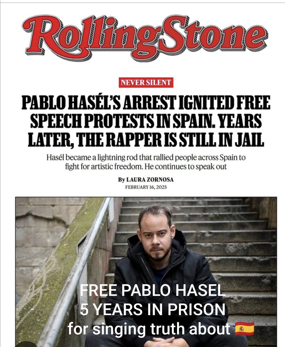 Next 16th February marks rapper Pablo Hasél's 5th year in prison for lyrics revealing fugitive Spanish king's tax evasion crimes  #hiphop #rap #hiphopmusic #rapmusic #rappers #hiphopculture #freepablohasel #rollingstone @rollingstone <a href="/assemblea/">Assemblea Nacional Catalana</a>