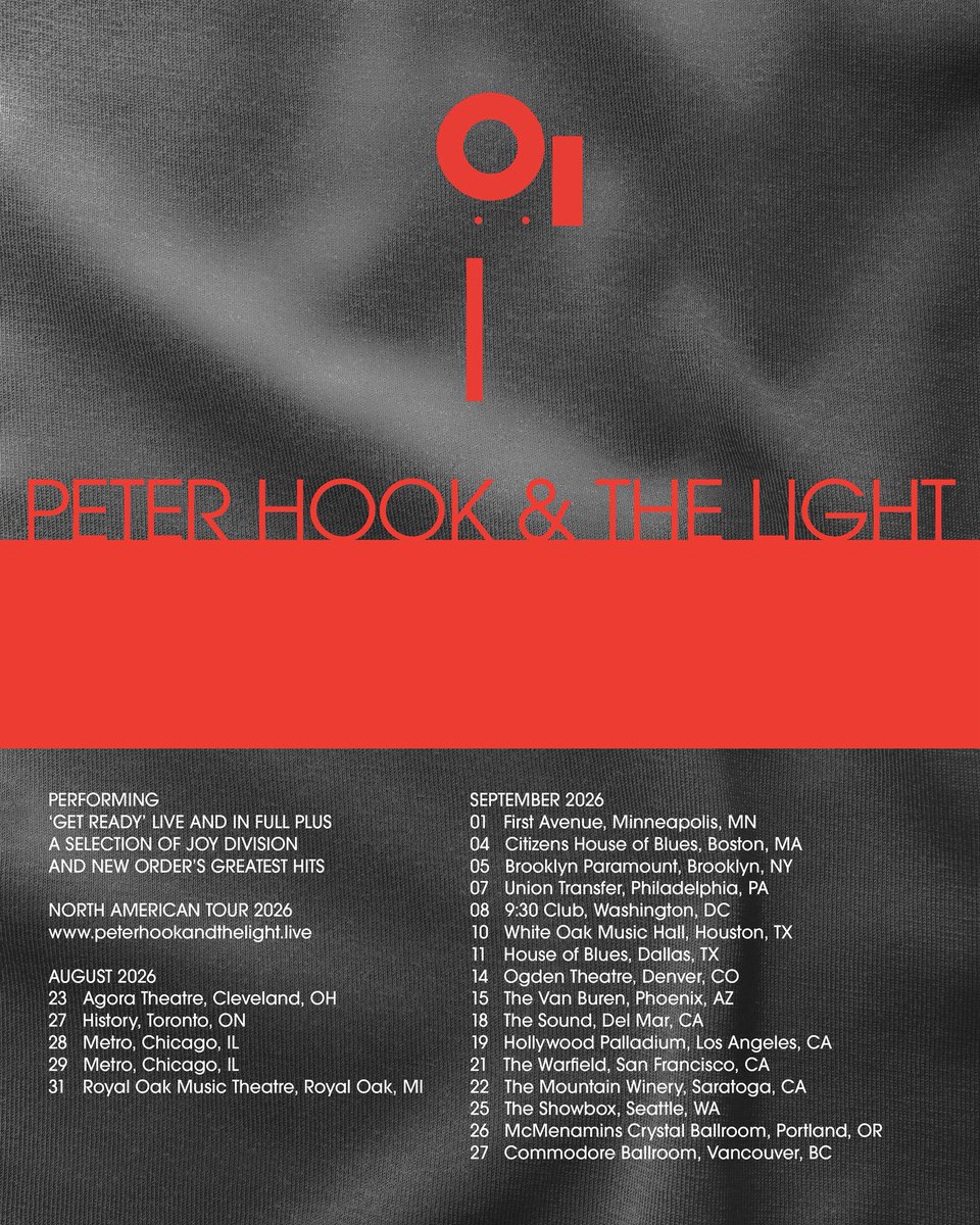 MANCHESTERMUS10's tweet image. PH&amp;amp;TL
peterhookandthelight.live
North American Tour 2026
#PeterHook #JoyDivision #NewOrder