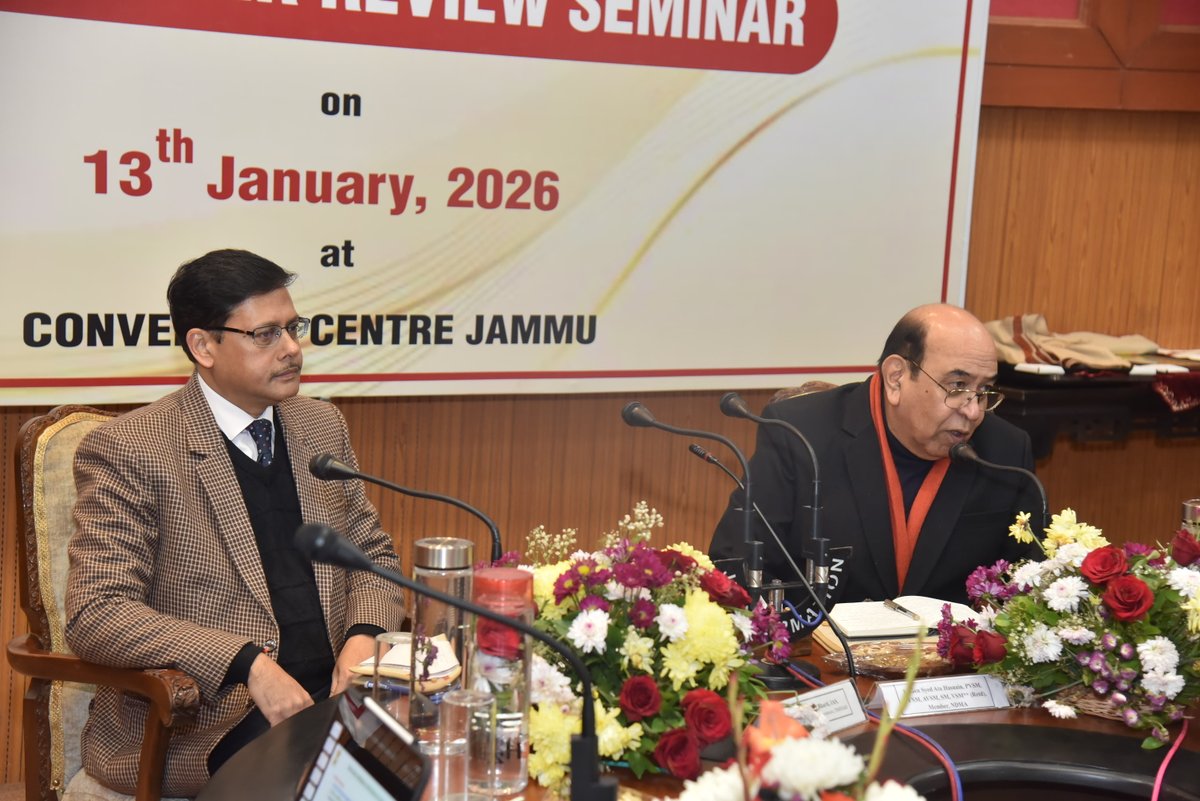ndmaindia's tweet photo. @ndmaindia, in collaboration with @jk_sdma organised the Jammu (J&K) Post Disaster Review Seminar on 13th January 2026, reviewing disaster events of August 2025 to strengthen preparedness and response mechanisms.
#NDMA #postdisaster #Review https://t.co/sx4dFwKqwn